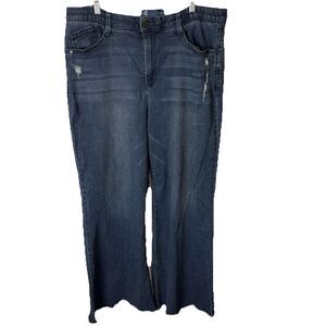 Democracy Women’s 16 Ab Technology Raw Hem Wide Leg Jeans Stretch Flattering